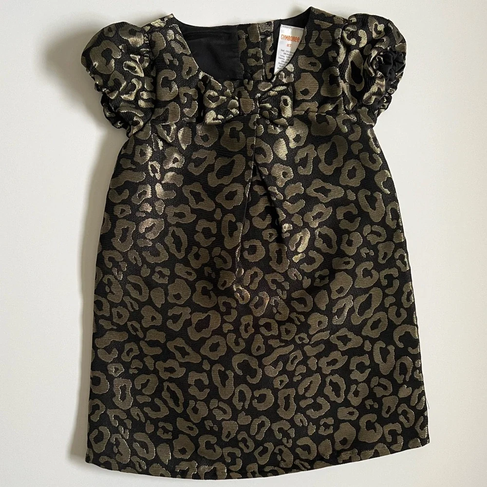Gymboree Leopard Print Black & Gold Special Occasion Dress SZ 2T ✨ - Picture 1 of 7